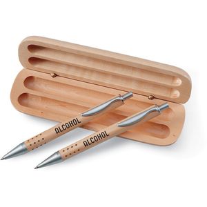 DEMOIN Elegant Wooden Box Pen and Pencil Gift Set - GiftRetail KC1701
