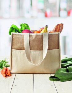 CAMPO DE GELI Eco-Friendly Jute and Canvas Insulated Cooler Bag - GiftRetail MO6160