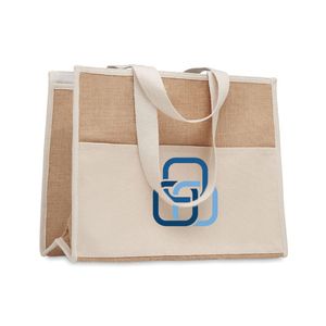 CAMPO DE GELI Eco-Friendly Jute and Canvas Insulated Cooler Bag - GiftRetail MO6160