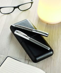 DERRICK Elegant Brass Twist Ball Pen and Roller Set in Box - GiftRetail MO8217