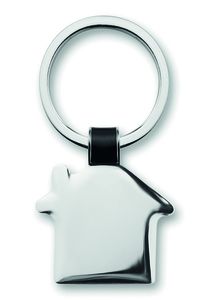 HOUSY Elegant House Shaped Metal Key Ring with Nickel Finish - GiftRetail MO8461
