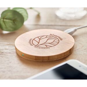 RUNDO Eco-Friendly Bamboo Wireless Charger for QI Devices - GiftRetail MO9434