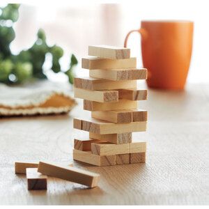PISA Wooden Toppling Tower Game with Cotton Carrying Pouch - GiftRetail MO9574