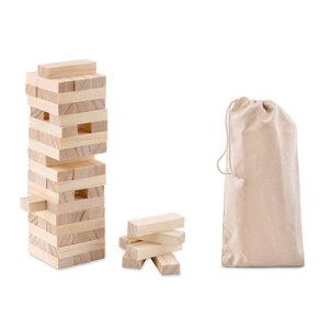 PISA Wooden Toppling Tower Game with Cotton Carrying Pouch - GiftRetail MO9574