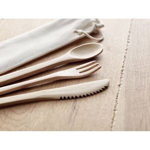 SETBOO Eco-Friendly Bamboo Cutlery Set with Canvas Pouch - GiftRetail MO9786