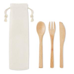 SETBOO Eco-Friendly Bamboo Cutlery Set with Canvas Pouch - GiftRetail MO9786