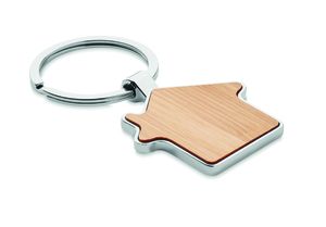 BURNIE Eco-Friendly Bamboo and Metal House Key Ring - GiftRetail MO9949