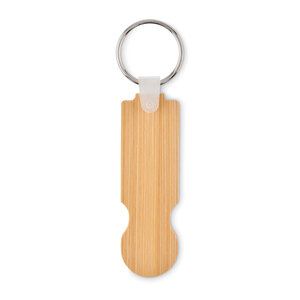 COMPRAS Eco-Friendly Bamboo Key Ring with Euro Token - GiftRetail MO6797
