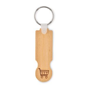 COMPRAS Eco-Friendly Bamboo Key Ring with Euro Token - GiftRetail MO6797