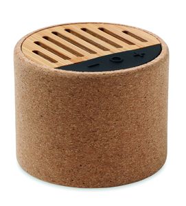 ROUND Eco-Friendly Cork and Bamboo Wireless Speaker - GiftRetail MO6819