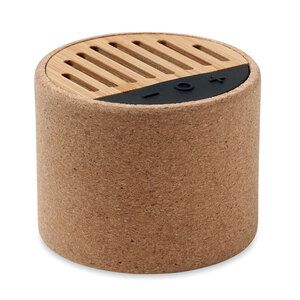 ROUND Eco-Friendly Cork and Bamboo Wireless Speaker - GiftRetail MO6819