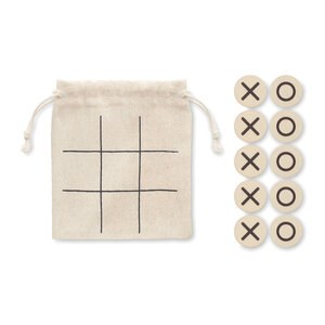 TOPOS Handcrafted Wooden Tic Tac Toe with Cotton Pouch - GiftRetail MO6954