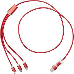 Versatile 5-1 recycled aluminium charging cable - EgotierPro 124386