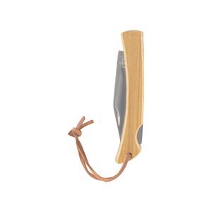 Claps 86035 - Steel and Bamboo Pocket Knife with Leather Strap
