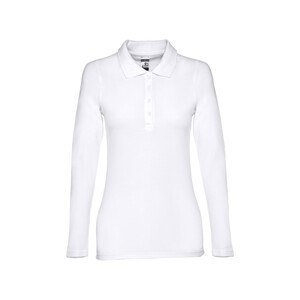 TH Clothes 30144 - Women's long-sleeved polo shirt in cotton piqué and viscose with removable label