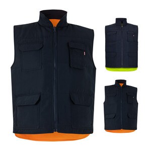 Velilla 36048 - Padded vest (220g/m²), reversible and multi-pocket, in polyester (100%), with zip fastening and reversible puller