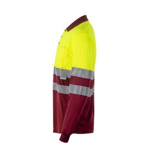 Velilla 36069 - Two-tone bird-eye polo shirt (160g/m²) with long sleeves, in polyester (100%)