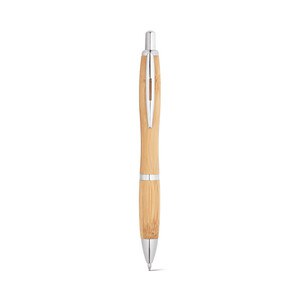Bamboo ball pen with clip and metal trim - Egotier 81010
