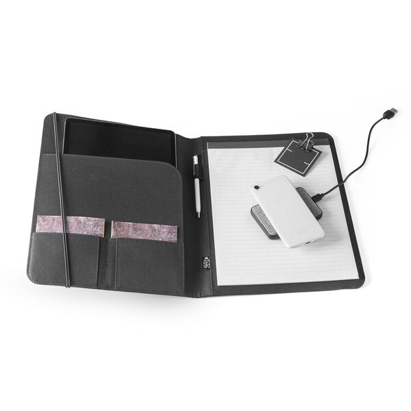 A4 folder in recycled polyester (100% rPET) 300D with elastic closure - Egotier 93580