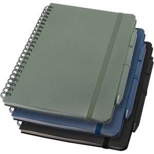 Thalaasa A5 ocean-bound hard cover notebook with ballpoint pen (black ink) - EgotierPro 107901