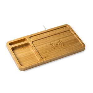 CORE Bamboo wireless charger integrated in organizer tray - EgotierPro IA3024