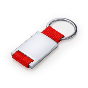 MINERAL Metal keyring with coloured polyester strap - EgotierPro KO4051