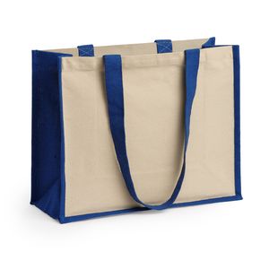 NANTES Bag in laminated jute with long handles and both sides in cotton
