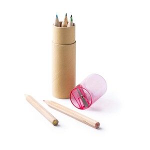 Stamina LA8089 - MABEL Wooden 6-pencil set in a recycled cardboard case with translucent colour cap