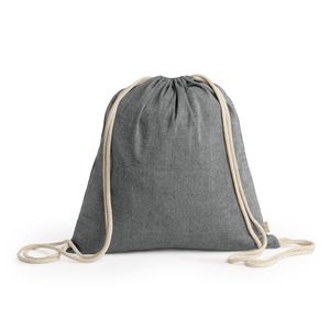 BRESCIA Drawstring bag made of 120 gsm recycled cotton in heather finish and cords in natural colour