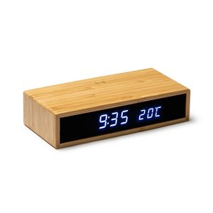 DUNCER Table clock with 5W wireless charger in bamboo - EgotierPro RJ3043
