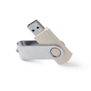 VENAK USB memory stick in wheat fibre with metal swivel clip