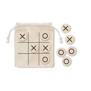 TOPOS Handcrafted Wooden Tic Tac Toe with Cotton Pouch - GiftRetail MO6954