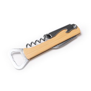 Stamina AB1234 - SAIPAN Opener with stainless steel corkscrew in a classic design with bamboo grip