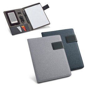 A5 folder in imitation linen and PU with lined pages - Egotier 92066
