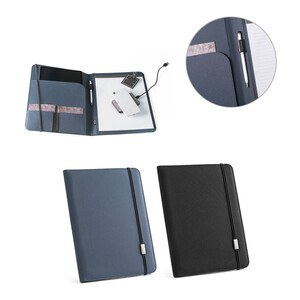 A4 folder in recycled polyester (100% rPET) 300D with elastic closure - Egotier 93580