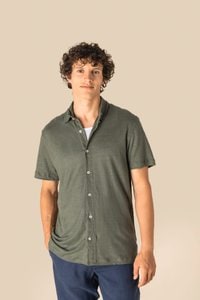 Spasso SP517 - Men's Linen Short-sleeved Shirt