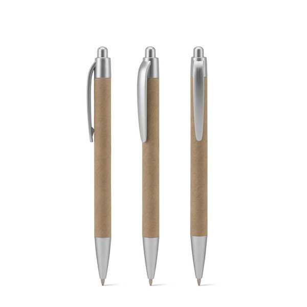 Ballpoint pen made from 100% recycled paper and details in recycled ABS (100% rABS)