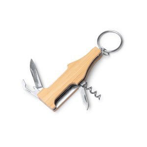 Stamina KO1879 - COSCO Multi-tool steel and bamboo keyring with 4 functions
