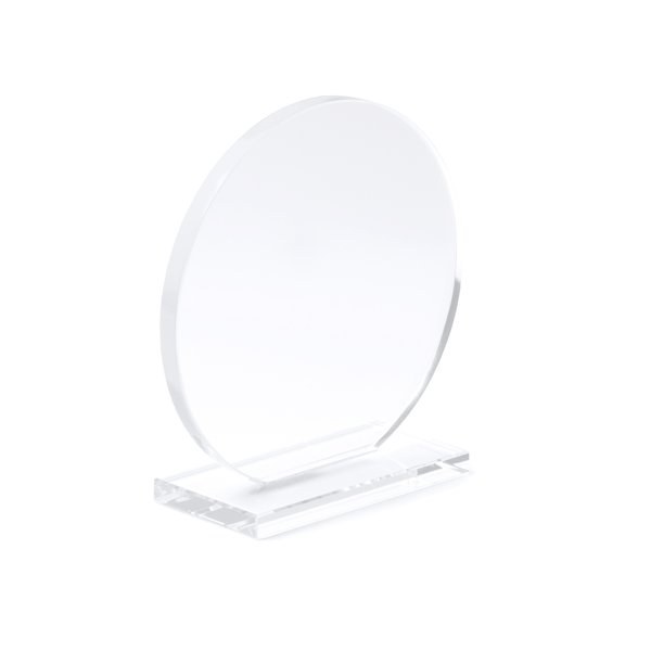 VENKI Circular design glass trophy with a rectangular base