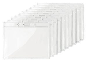 Pack of 10 GiftRetail MO8599 - BADGY Clear Plastic Badge Holder 10cm x 8cm for ID Cards