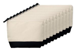 Pack of 10 GiftRetail MO9815 - KLEUREN Stylish Two-Tone Cotton Cosmetic Bag with Zipper