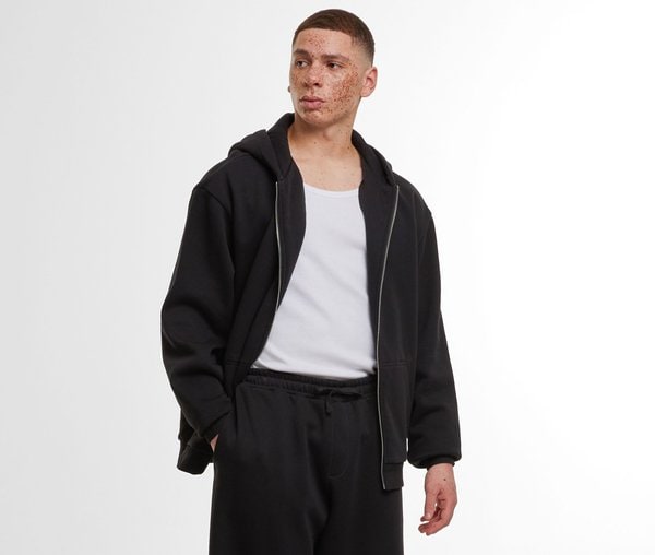 Loose-fitting zip-up hoodie