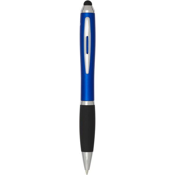 Nash RCS recycled plastic stylus ballpoint pen with coloured barrel and black grip (blue ink) - EgotierPro 106456