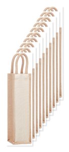 Pack of 100 GiftRetail MO6258 - CAMPO DI VINO Elegant Jute and Canvas Wine Gift Bag for One Bottle