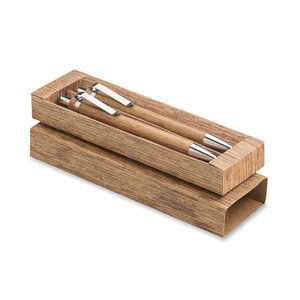 JAKARTA SET Acacia wood pen and pencil set - GiftRetail MO3173