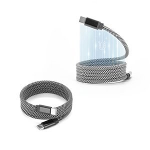 USB-C to USB-C cable with a braided polyester cord (60 W) and a magnetic system for easy winding - Egotier 97220